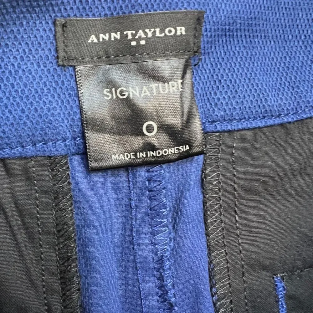 Ann Taylor Signature Pants Women's Size 0 Straight Leg Chino Blue Trouser Pants